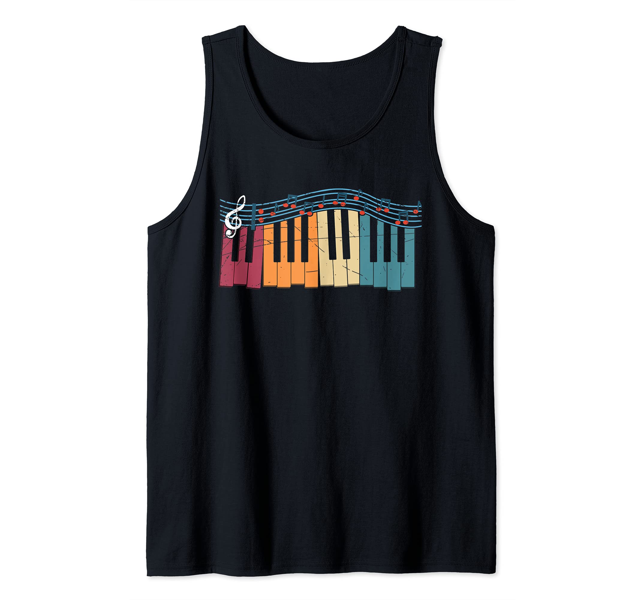 Retro Classical Musician Treble Clef Pianist Keyboard Piano Tank Top