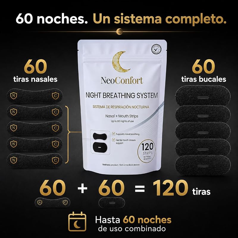 Tiras Nasales y Bucales para Dormir 60+60, Sistema 2en1 — foto 5 de 7
