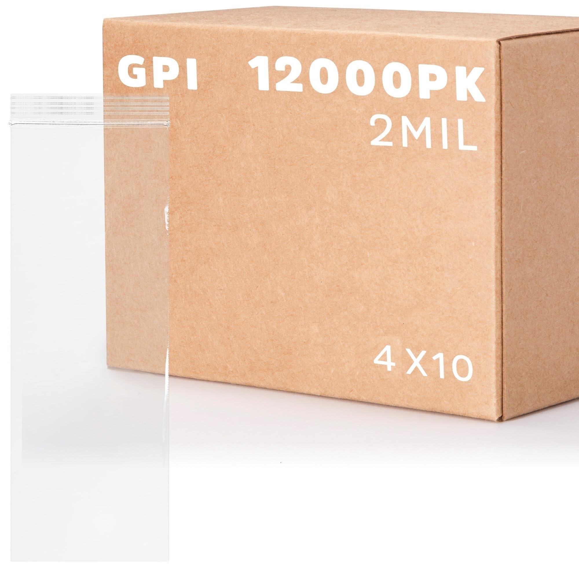 12,000 Case - 4" x 10" Long Zip Bags, 2 Mil, Clear Plastic Reclosable Zipper Poly Baggies, with Resealable Zip Top Lock Seal, for Incense, Medical Supplies, & Snacks Image