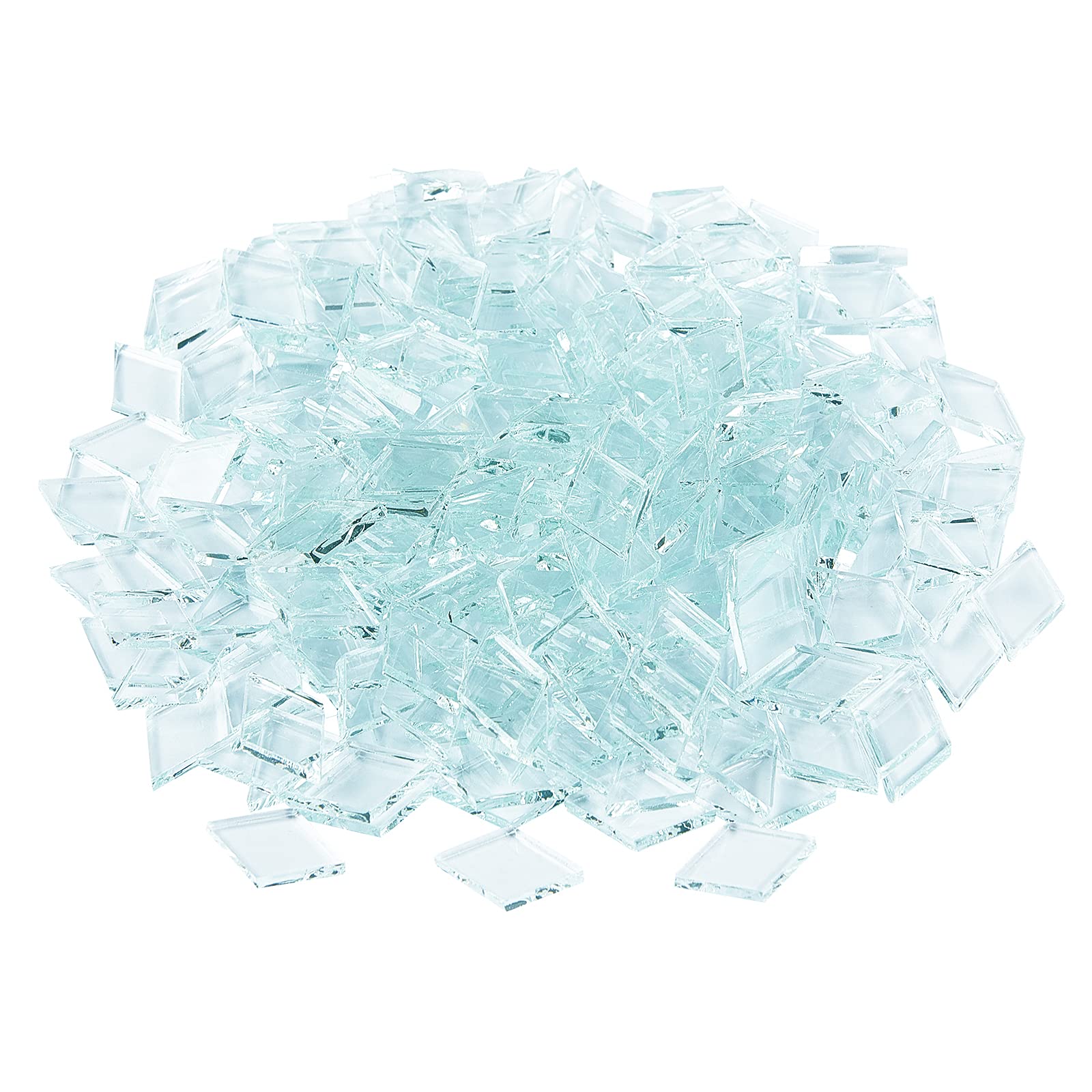 FINGERINSPIRE 330 PCS (280g) Transparent Mosaic Tiles, Diamond Rhombus Shape Glass Tiles, Crystal Clear Glass Mosaic Supplies Pieces for Crafts Home Decoration (19x12x2.7mm)