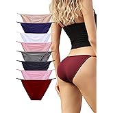 Bolivelan Women's String Bikini Panties High Cut Briefs Low Rise Smooth and Non-Slip Underwear 8 Pack