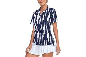 Tanst Sky Women's Golf Polo Shirts Short Sleeve Quarter Zip Pullover Moisture Wicking Workout Tops