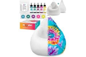 MOOCHI LIFE DIY Tie Dye Bean Bag Chair Cover for Kids, Teens & Adults (Family DIY Project) – Soft, Washable Slipcover for Stuffed Animal Storage – Large Bean Bag Cover (Insert Not Included)