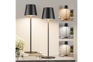 Fenmzee Rechargeable Cordless Table Lamps - 2 Pack 5000mAH Battery Operated Bedside Lamp with 3 Color Stepless Dimmable for O