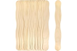 WISYOK 8 inch Craft Sticks, 20 Pack Wood Wavy Sticks, Fan Handles, Large Popsicle Sticks for Crafts, Wedding Programs, DIY Crafting, Painting Mixing
