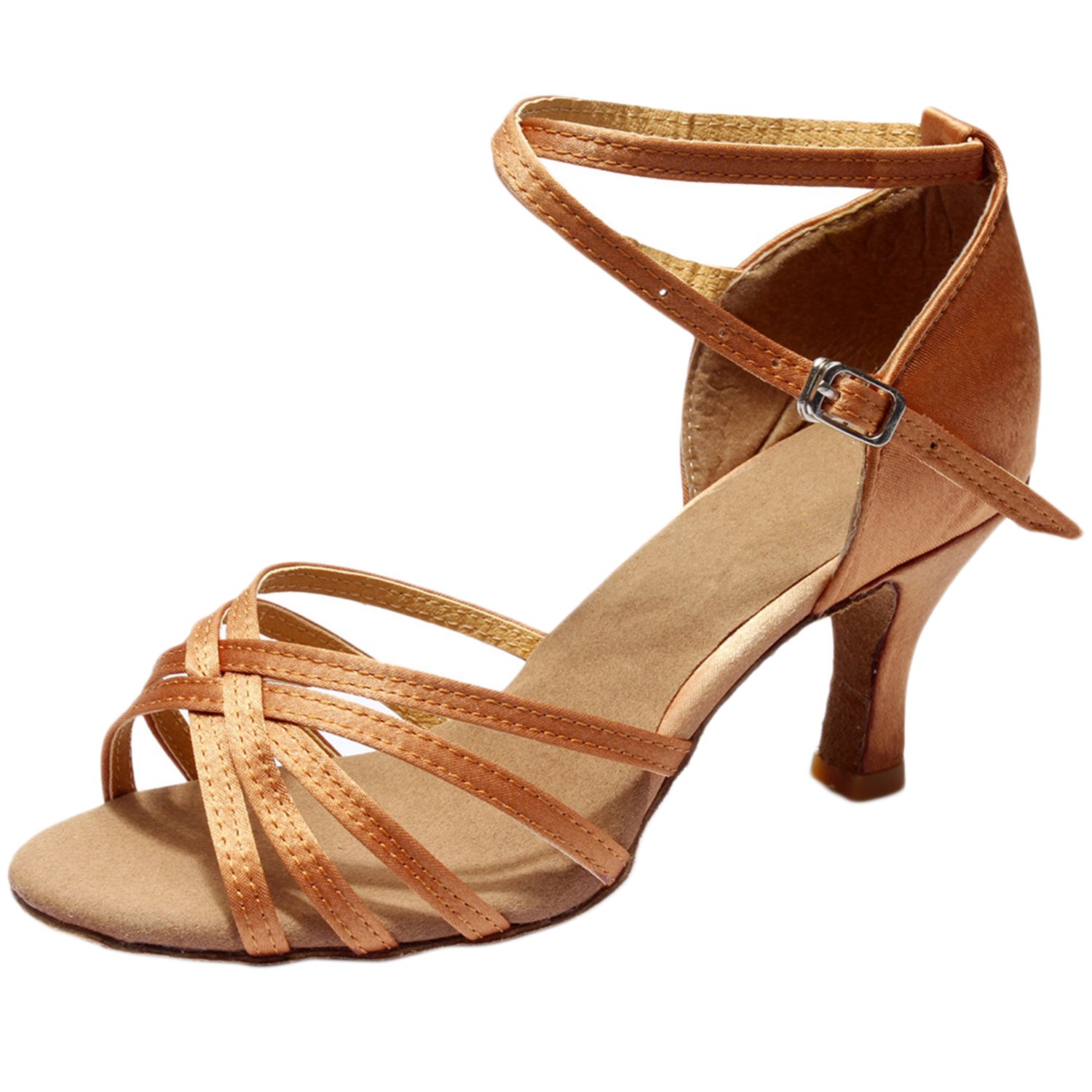 Azbro Mujer Zapato Baile Latín Correa Cruzada Puntera Abierta