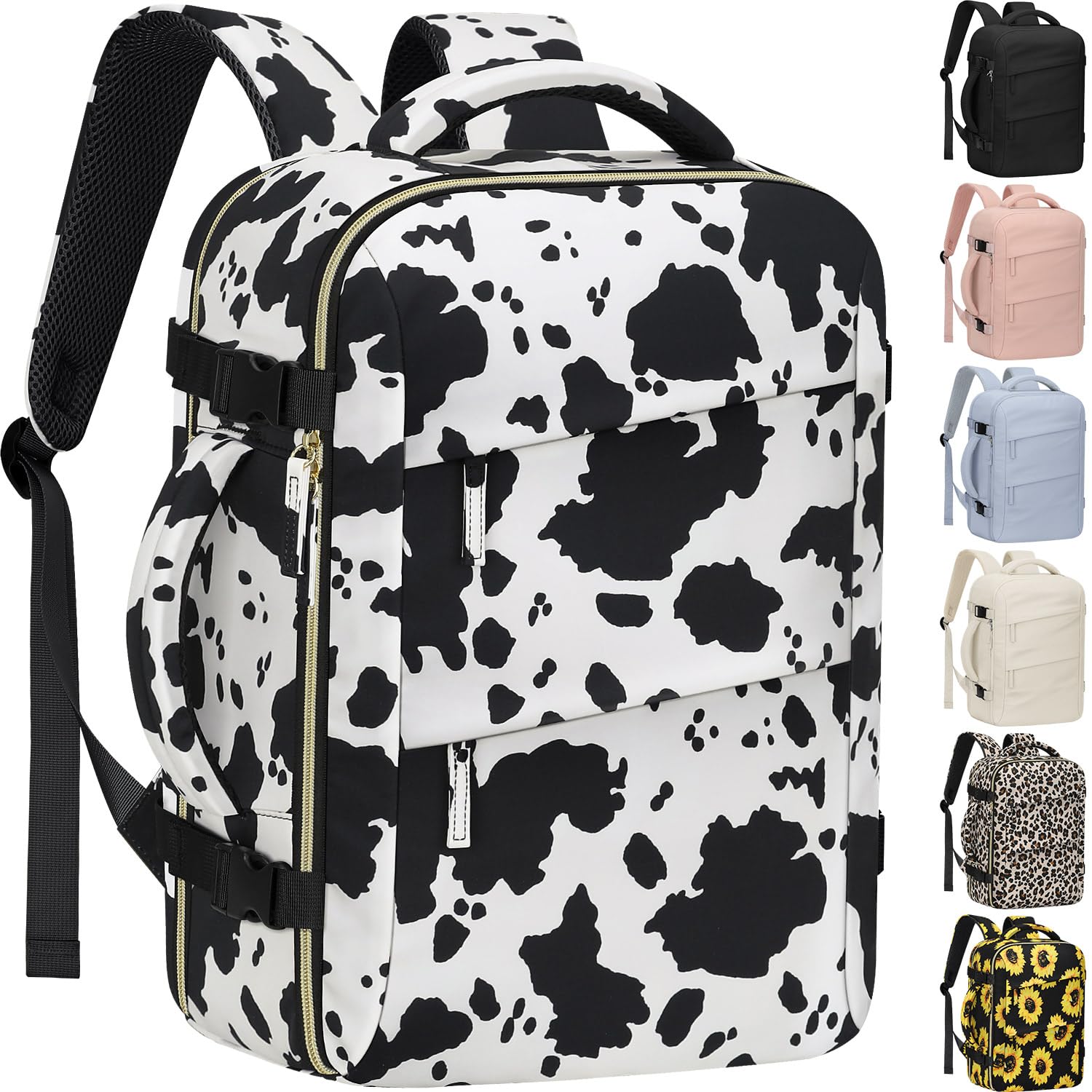 Photo 1 of Tenot Carry on Backpack for Women TSA Approved 15.6 Inch Travel Laptop Backpack for Women Travel Essentials Womens Travel Backpack Cow Print