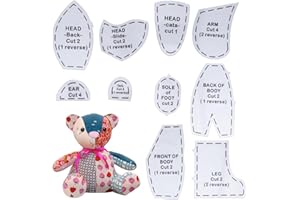 10Pcs Memory Bear Patterns for Sewing, Acrylic Quilting Templates Ruler Set Sewing Memory Bear Pattern for Beginners, Quiltin