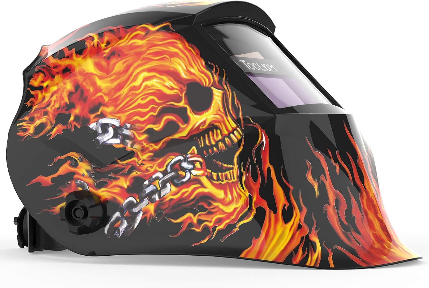 TOOLIOM True Color Welding Helmet Auto Darkening Welding Mask with Shade Range 9-13 Solar Powered Weld Hood Flaming Skull Style for TIG MIG ARC - - 