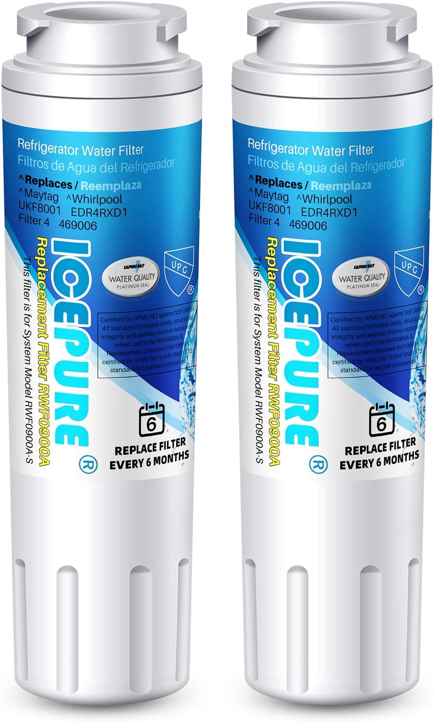 ICEPURE UKF8001 Replacement Whirlpool Filter 4, Everydrop EDR4RXD1, FMM-2, Maytag UKF8001AXX-200, 9084, 4396395, MPF15090, WF-UKF8001,WF295,SGF-M9,Puriclean II,RWF0900A Refrigerator Water Filter,2PACK: Home Improvement