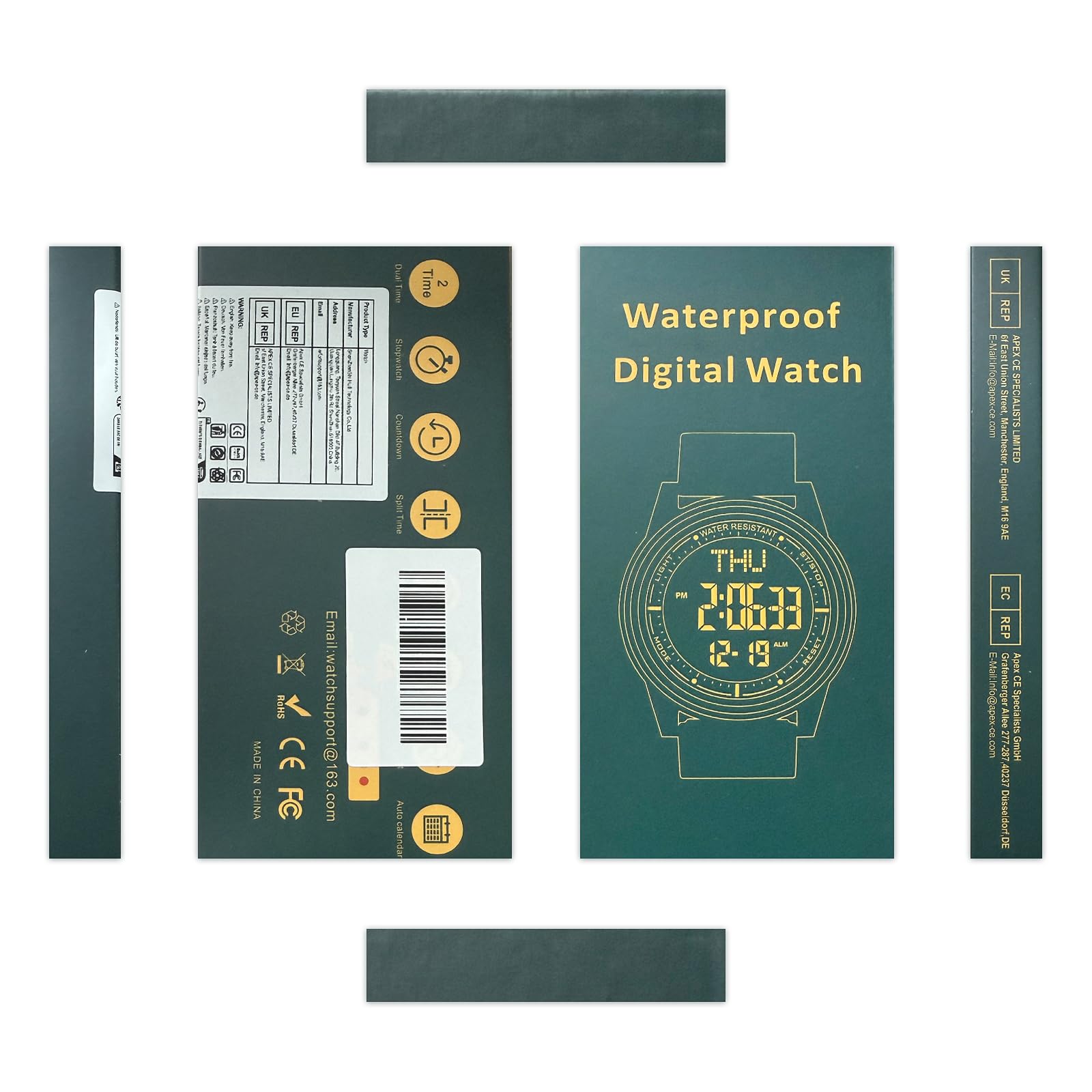 WIFORT Mens Watches Waterproof for Sports Digital Watch for Men Ultra-Thin & Wide Angle Vision Military Watch, Countdown Dual Time Split Time Stopwatch Backlight Alarm