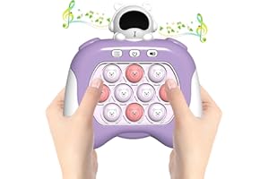WOWSOME Upgraded Fast Push Game, Pop lt Game Light Up Fidget Toy Pocket Game for Kids Ages 3-12, Handheld Game Sensory Toy with 4 Modes Party Quick Push Fidget Toys, Birthday Gifts for Kids Boys Girls(Purple)