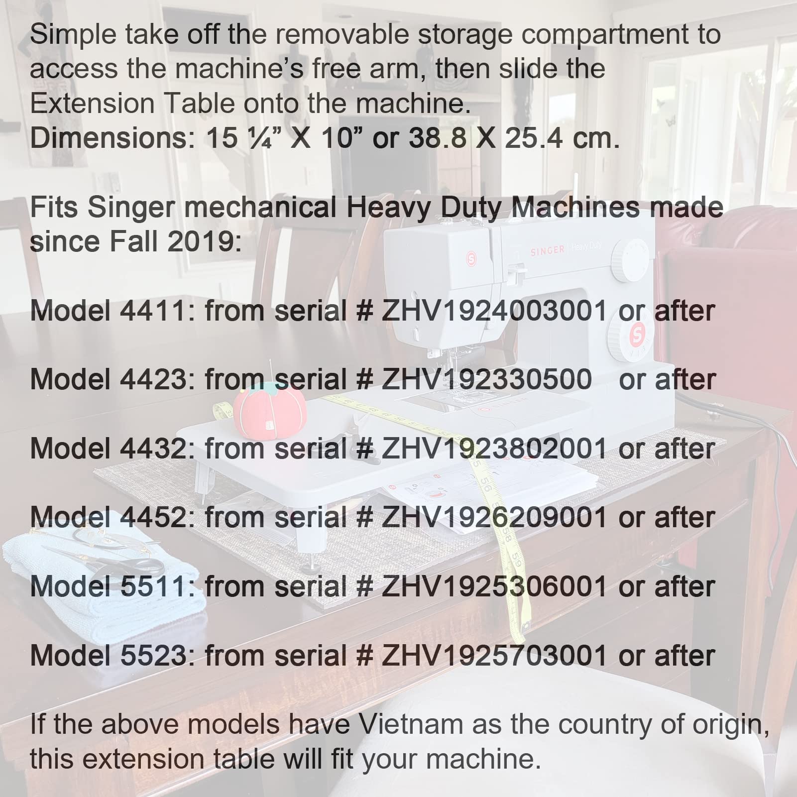 Mua AMWBSR Sewing Machine Extension Table for Singer 4411, 4423, 4432
