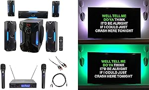 Rockville Bluetooth Home Theater Karaoke Machine System w/8" Sub + Wireless Mics