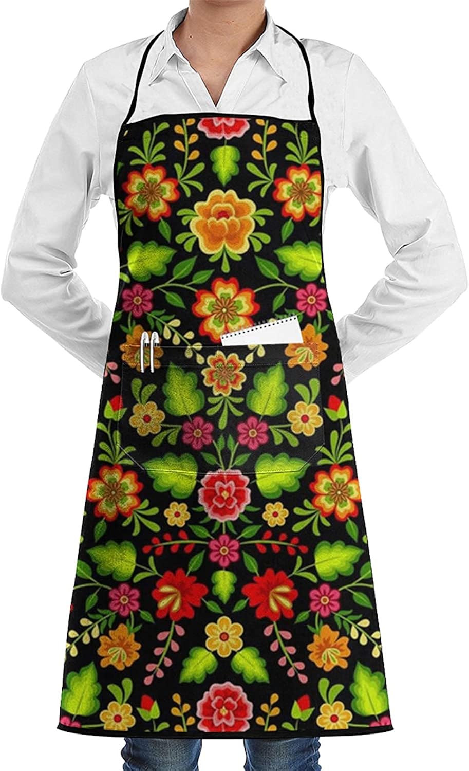 Mexican Flowers Aprons for Women and Men, Kitchen Chef Apron with 2