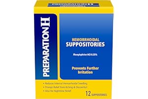 Preparation H Hemorrhoid Suppositories For Itching And Discomfort Relief - 12 Count (Pack of 1)