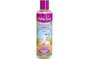 Childs Farm, Kids Hair & Body Wash for Dry, Sensitive Skin, Blackberry & Organic Apple, Gently Cleanses, Vegan, Cruelty-Free, 8.4 Fl Oz