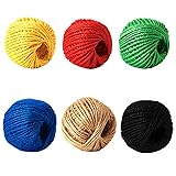 HSTECH 6 Rolls 2mm 3 ply Colorful Natural Jute