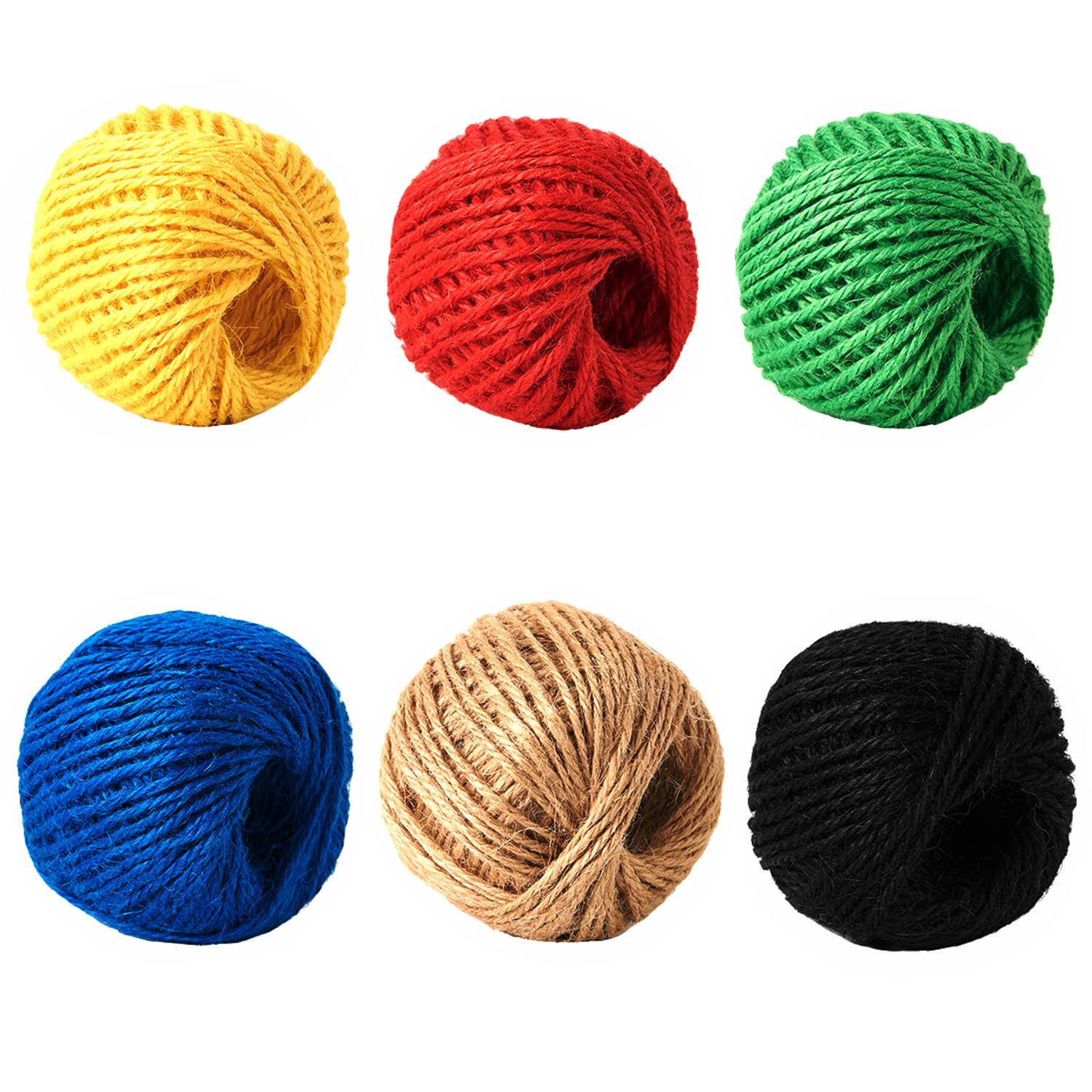 HSTECH 6 Rolls 2mm 3 ply Colorful Natural Jute