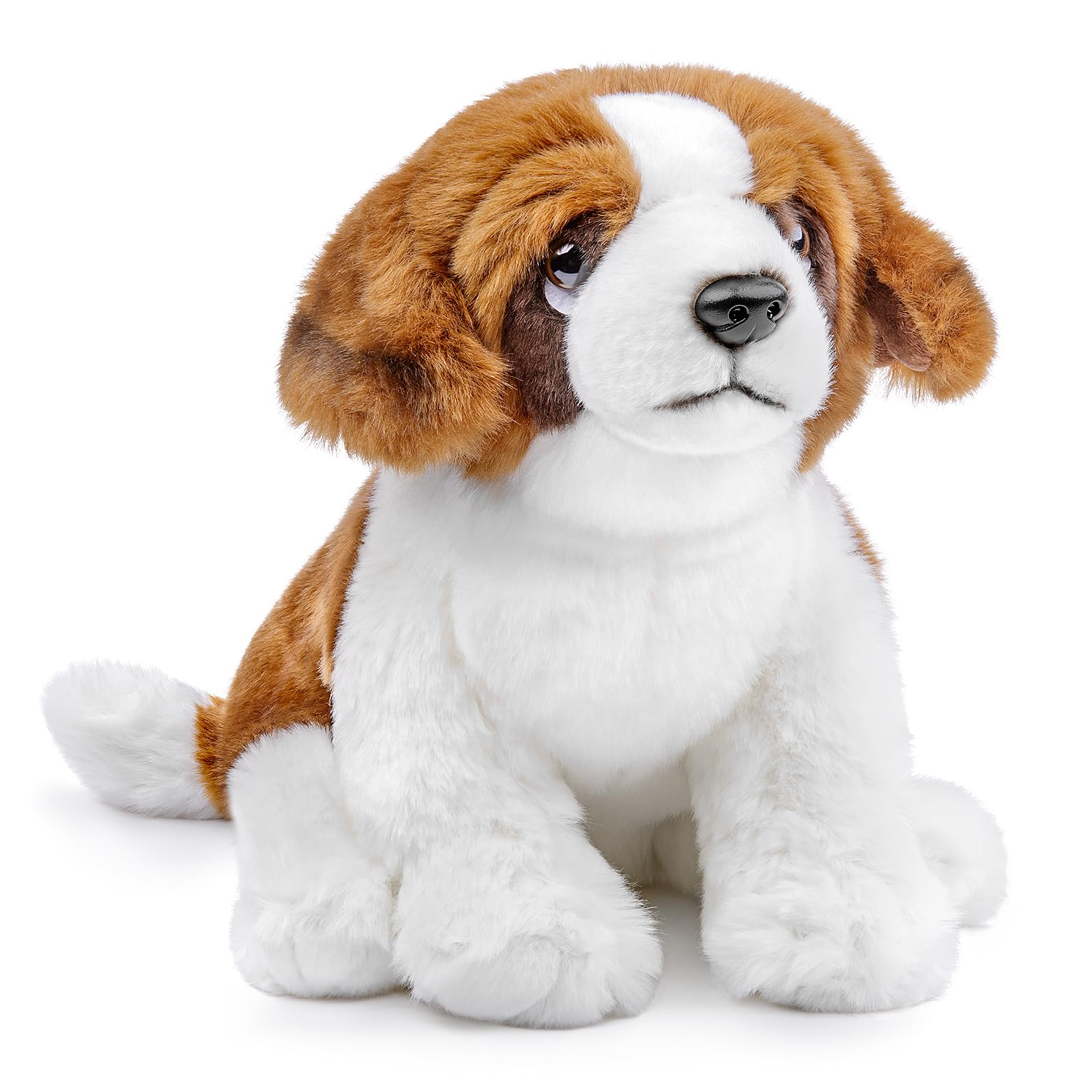 lilizzhoumax Simulation Saint Bernard Dog Plush Toy 11inch Realistic Stuffed Animal Wild Dog Puppy Stuffed Animals, Cute Dog Plush Toy Soft Dog Plush Home Decoration Toys, Gift for Boys and Kids