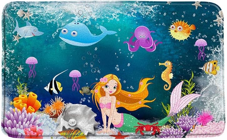 Alfombra de baño de sirena de dibujos animados, alfombra de baño
