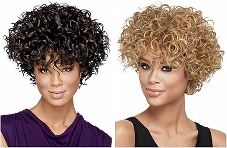 Amazon Co Jp 黒のかつらショートカーリーヘア爆発フードふわふわaliexpressヨーロッパと米国のかつらショートヘア Color Metallic ビューティー