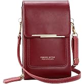 Touchscreen Phone Crossbody Bags for Women,Anti-Theft PU Leather Messenger Bag,RFID Blocking Small Mobile Phone Purse Wallet
