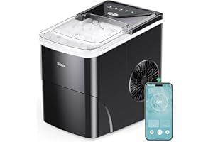 Silonn Smart Countertop Ice Maker - Compact With App Control, 9 Cubes in 6 Mins, 26 lbs per Day, 2 Cube Sizes, Portable Self-Cleaning for Kitchen/Office