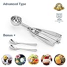 Anleolife 1.5-Tablespoon Stainless Steel Medium Cookie Scoop, Bonus with 2 Spoons, LIFETIME Guarantee