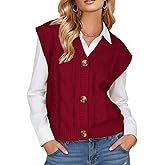 EXLURA Women's Fall Fashion Sweaters Vest Tops Sleeveless Button Down V Neck Chunky Cable Knit Cardigan Trendy Outfits 2025