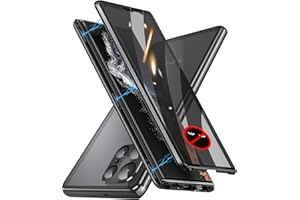 KumWum Anti Peeping Privacy Case for Samsung Galaxy S24 Ultra Full Body Tempered Glass Screen Protector Magnetic Metal Bumper 360 Protection with Safety Lock Camera Lens Protection Cover - Black