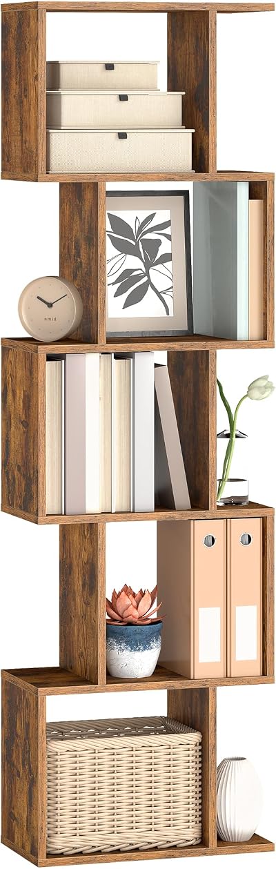 VASAGLE 6-Tier Bookshelf 24x40x159 cm Room Divider Rustic Brown LBC462K01