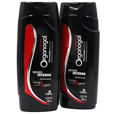 Grisi ORGANOGAL Shampoo, Cleansing Darkening Shampoo with Cactus Extract, Assists with the Reversal of Grey Hair, 2-Pack of 13.5 FL Oz, Bottles, White