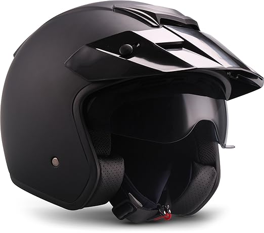 Soxon S77 „Matt Black“ (Schwarz) Jet-Helm Chopper Roller Mofa Scooter-Helm Motorrad-Helm Bobber ECE zertifiziert Visier Extra