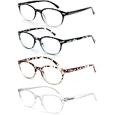 HAPJOYS Reading Glasses Women Blue Light Blocking Small Round Readers +0.75 Magnifying Cheaters Glasses for Small Head&Petite Face 4 Pack