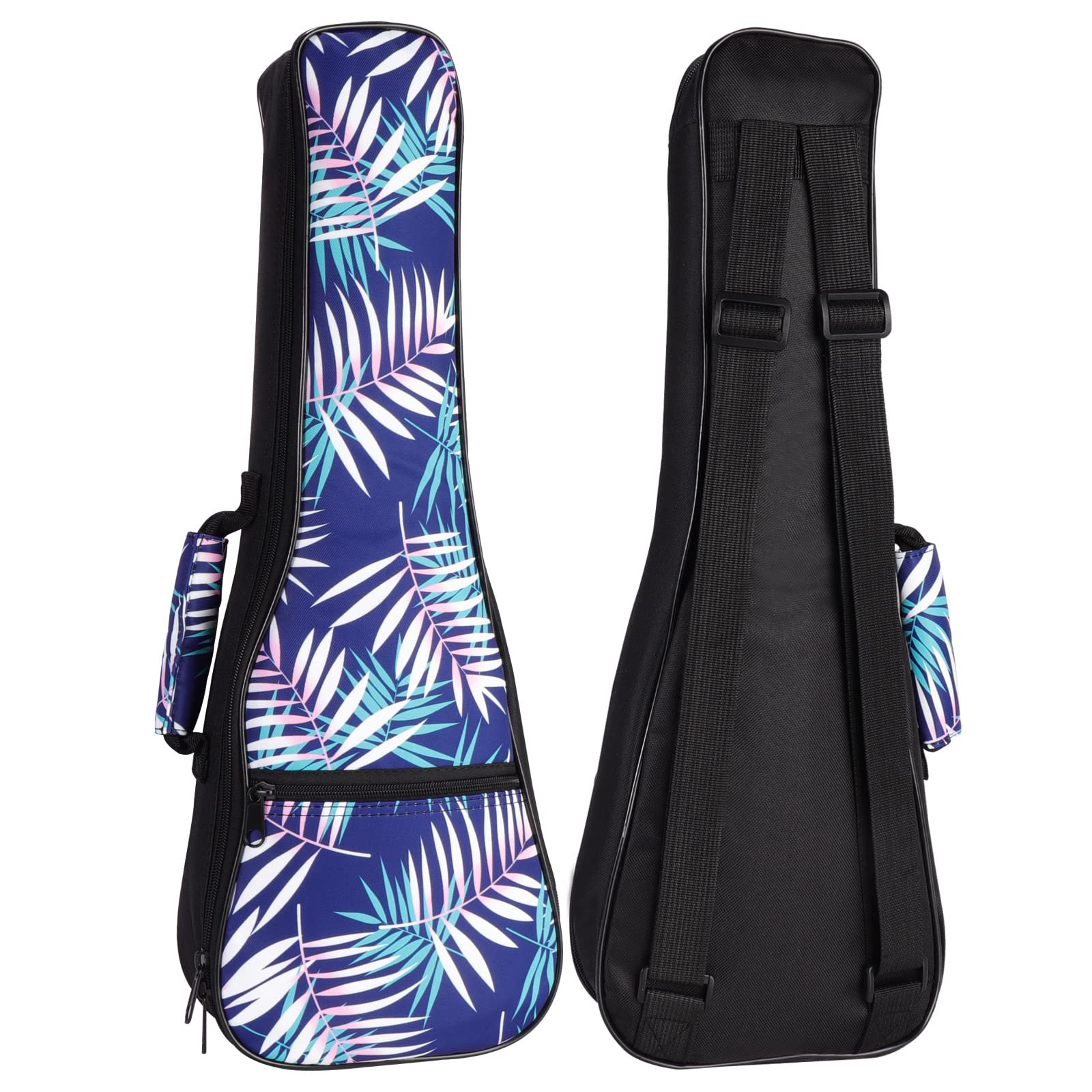 SHANNA Ukulele Bag, Colourful Adjustable Shoulder Strap Ukulele Case Comfortable, Carrying Handle, Thick Padding and Enhanced Glide Zipper Uke Case (21 in, Leaves)