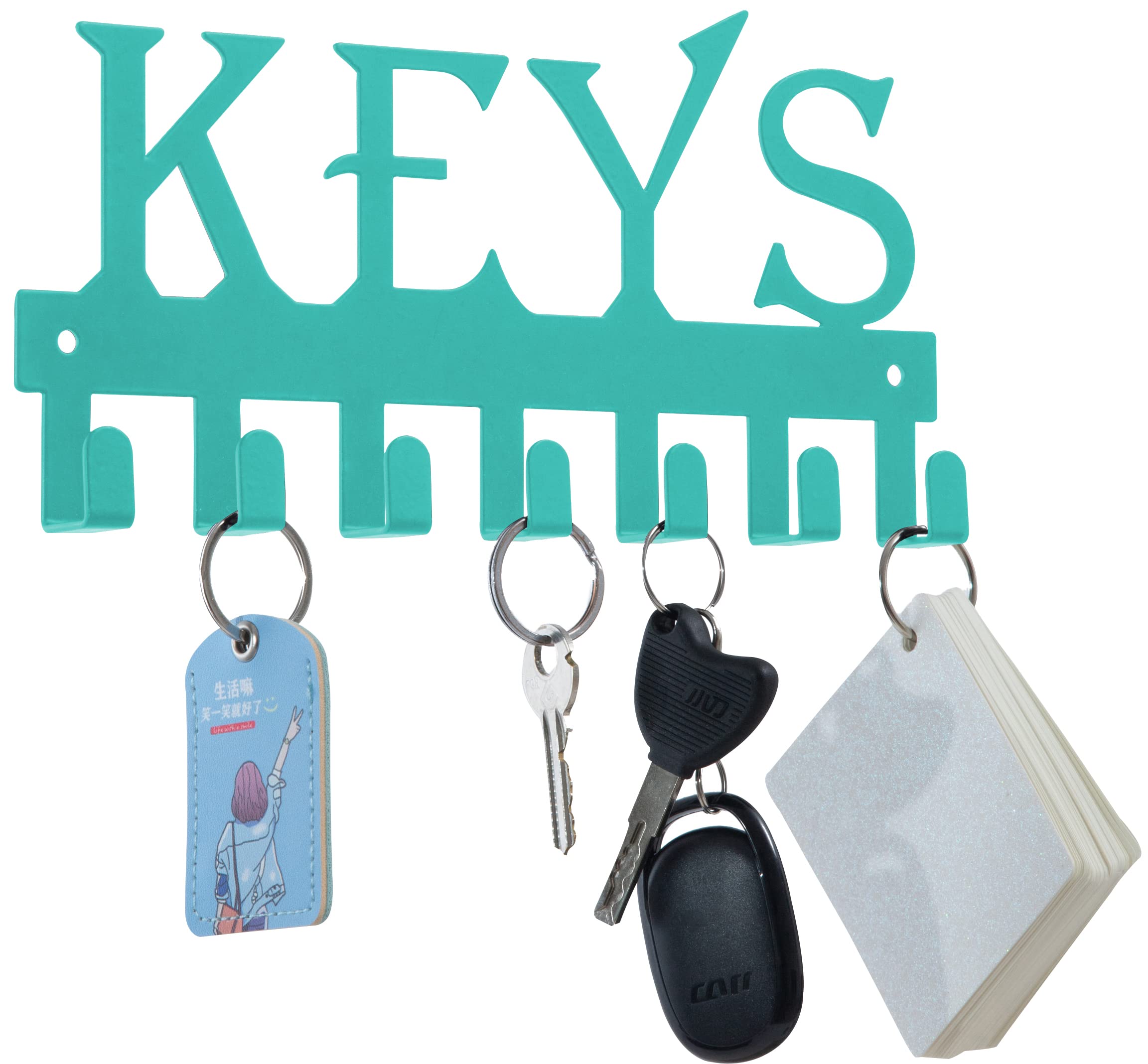 FairyCity Keys Holder for Wall Metal Vintage Keys Hook- Home Decor Key Hanger Decorative with 7 Hooks for Front Door Kitchen and Home Blue