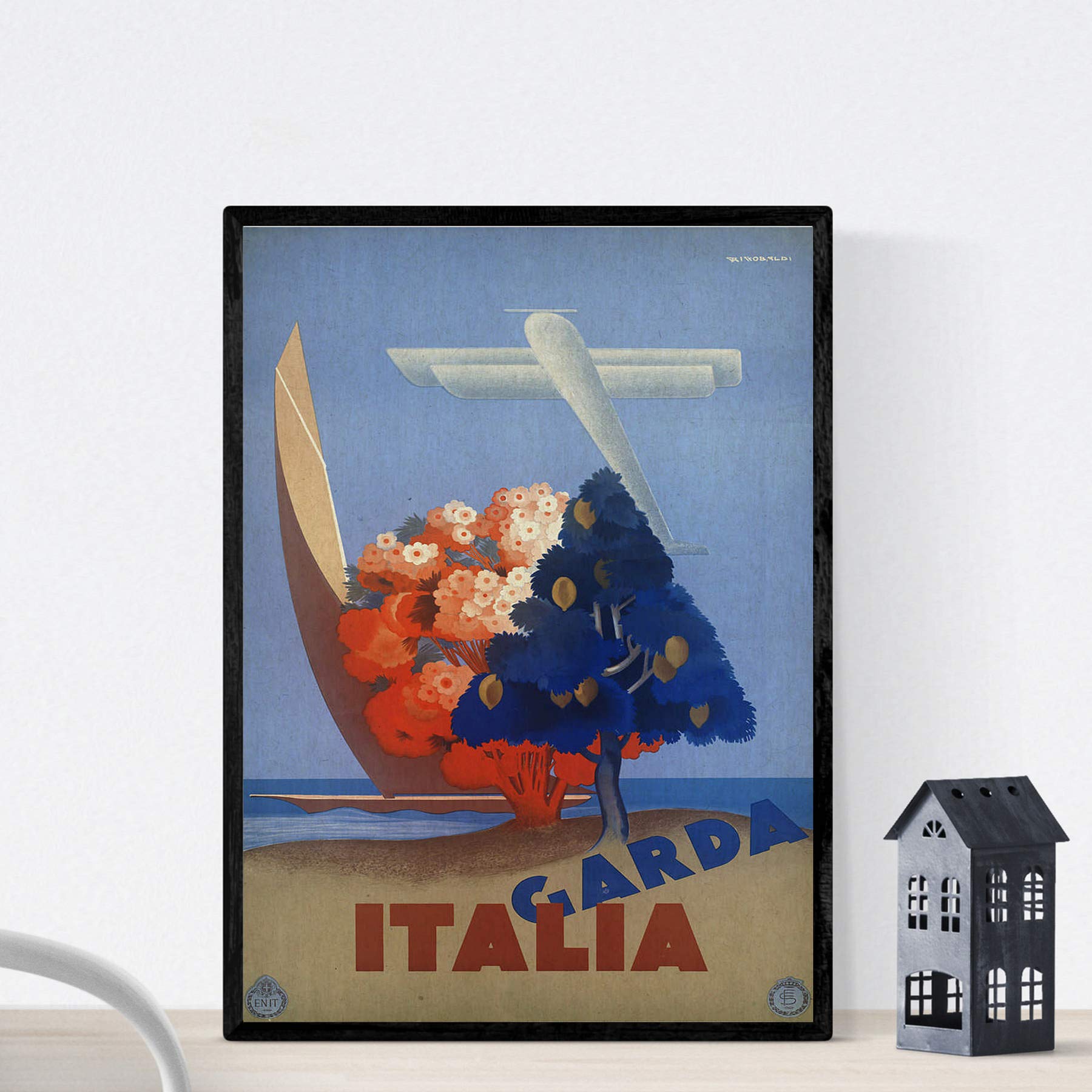 Nacnic Vintage Poster Vintage poster of France and Italy. Grada travels. A3 size