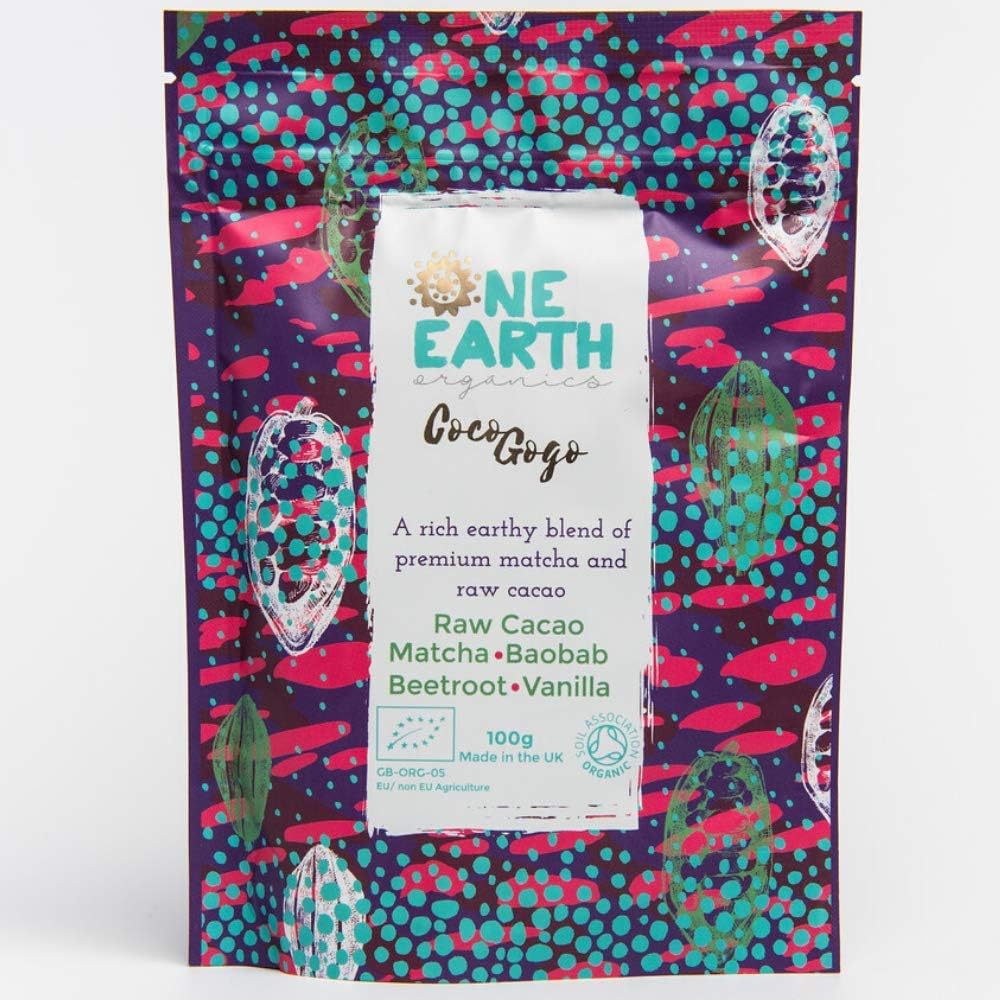 One Earth Organics Coco Gogo Superfood Blend, 100g, Matcha Green Tea (25%) and Raw Cacao | Focus | Clarity | Energy