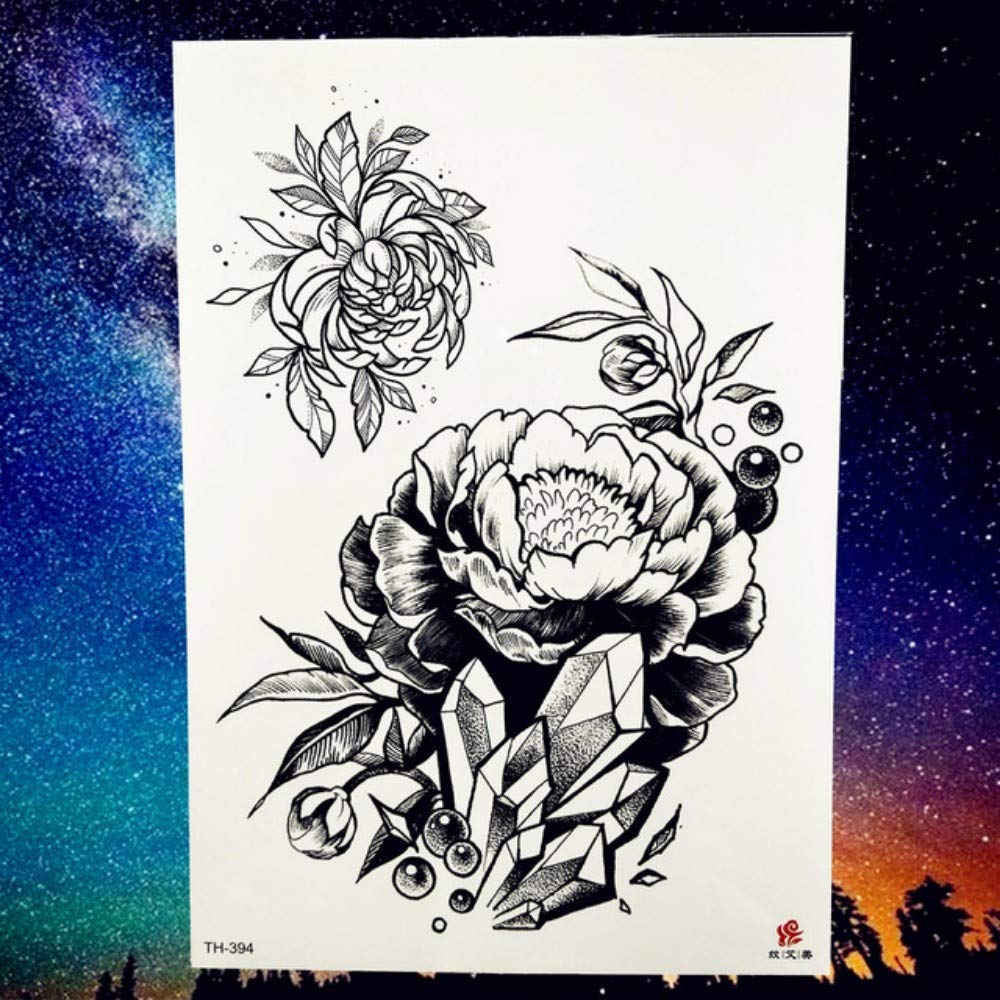 Amazon Com Flower Pencil Sketch Temporary Tattoo Sticker Rose Peony Leaves Body Art Arm Hand Fake Tattoos Women Girl Black Tatoo 21x15cm Beauty,Pixelated Blur Overlay Png