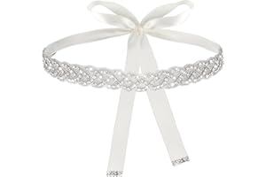 Amaxiu Handcrafted Bridal Rhinestone Wedding Waist Belt for Women, Bling Crystal Belts Glitter Ribbon Belt for Jeans Dress