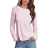 Fanway&EC Women's Basic Long Sleeve Striped T Shirts Casual Crewneck Blouses Tunic Tops
