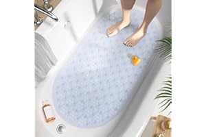 HITSLAM Oval Bath Mat Non Slip, 68x38 CM Bubble Shower Mat for Bathroom, Machine Washable Bathtub Mat Non-Slip with Suction C