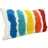 LIGICKY Rainbow Pillow Covers Cute Colorful Pillows Boho Tufted Throw Pillows Accent Rectangle Pillow Home Decorative Cushion Case for Girls Room Decor Kids Playroom Bed Sofa Couch 12x20 Inch