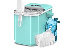 ZAFRO Countertop Ice Maker, 26.5Lbs/24H, 9 Bullet Cubes in 6 Mins, Self-Cleaning Portable Ice Machine with 2 Ice Sizes (S/L), Quiet Compact Design, Double Handles, for Home, Party, RV, Camping, Green