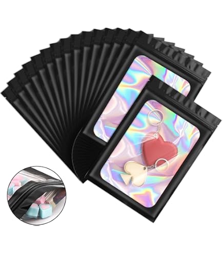Bolsas Herméticas Holográficas Paquete De 100/200 Bolsas De Mylar Holográficas Negras A Prueba De Olores Con Cierre Hermético Bolsas Herméticas Negras