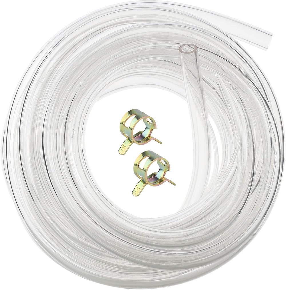 Hyber&Cara Clear Flexible PVC Tubing 8mm ID x 11mm OD 5m with 2 Clamps