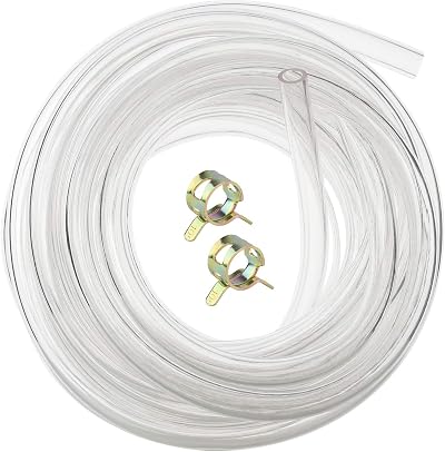 Hyber&Cara Clear Flexible PVC Tubing 8mm ID x 11mm OD 5m with 2 Clamps