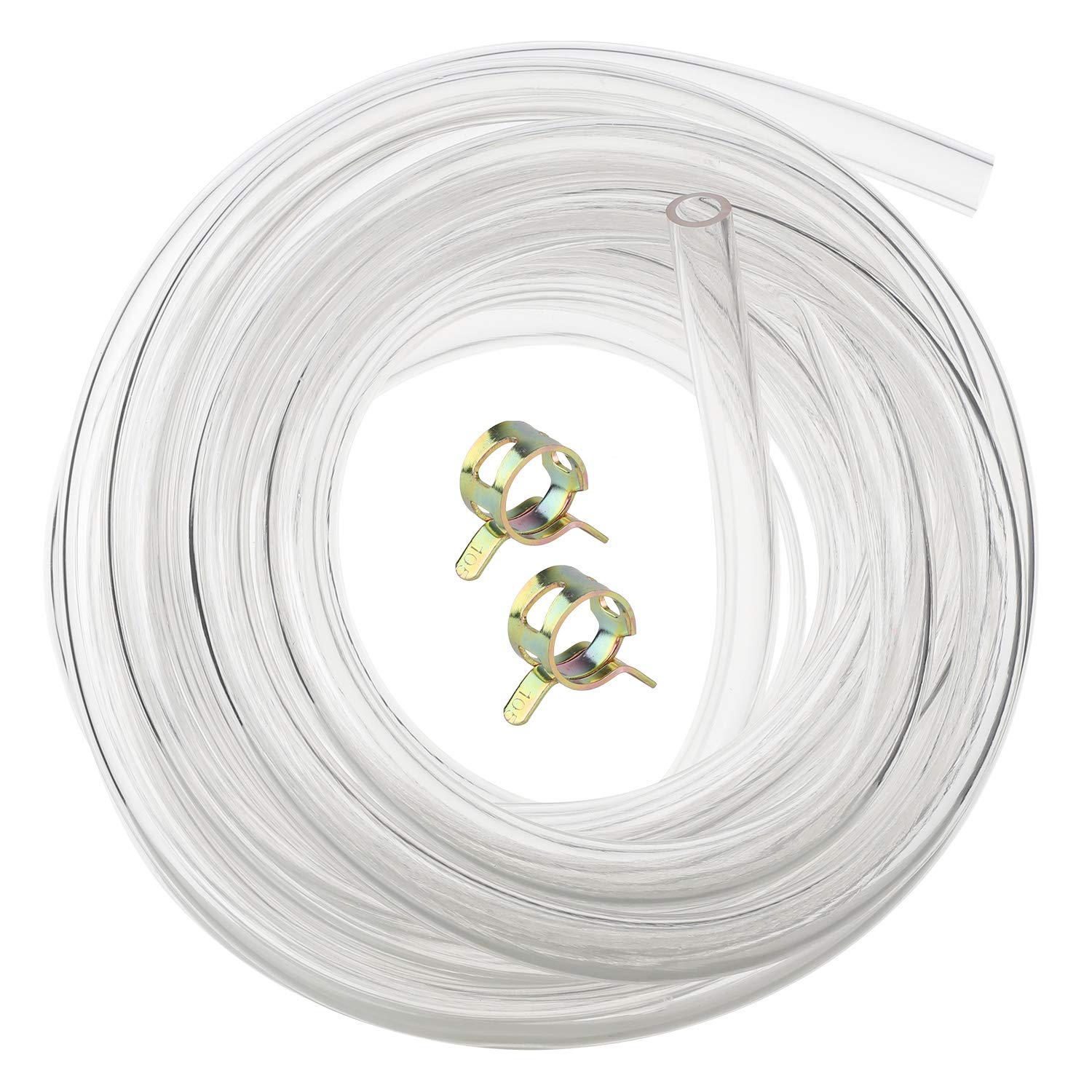 Hyber&Cara Clear Flexible PVC Tubing Food Grade 8mm ID x 11mm OD Water Air Pipe Hose 5 Metres with 2 Hose Clamps