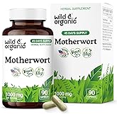 Wild & Organic Motherwort Capsules - Calmness & Women's Support - 1000 mg Motherwort Herb Supplement - 45 Days of Supply - 90 Vegan Capsules - Non-GMO, Gluten-Free, No Additives